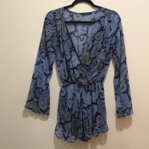 Blue paisley romper